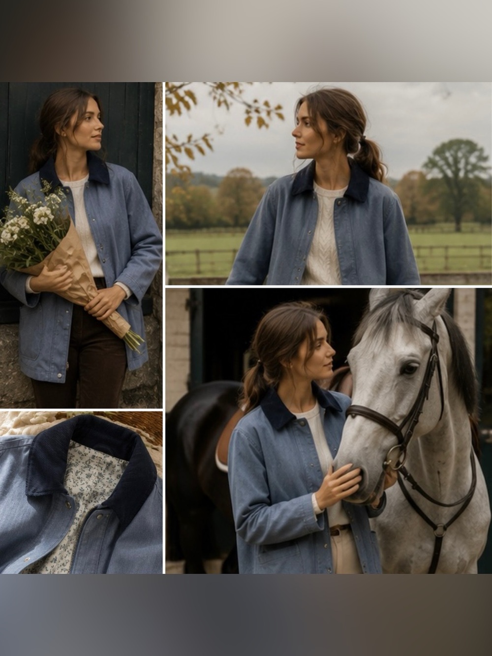 Bagatelle Collection Denim/Corduroy Barn Jacket | Chore Utility Equestrian Ranch - Picture 6 of 16